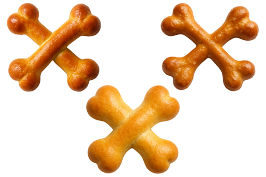 Pretzel Bone-Shaped Bread Crosses – Funny Baked Goods Isolated on White
