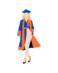 Flat vector people and illustration, woman with graduation outfit