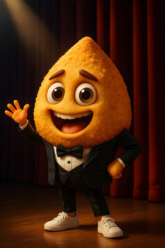 Naklejki Arancini Mucaccini – Smiling Fried Rice Ball in a Tuxedo 
