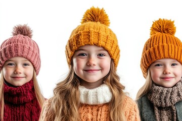 High Resolution of Playful Holiday Portraits Isolated on White Background, Depth of Field