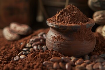 Premium Quality Image of Cocoa Powder Chocolate and Beans