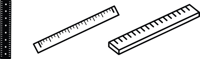 Black and White Ruler Clipart Vector Illustration.