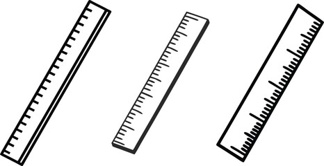 Fototapeta premium Black and White Ruler Clipart Vector Illustration.