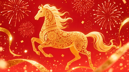 Abstract Illustration of Galloping Horse for Year of the Horse