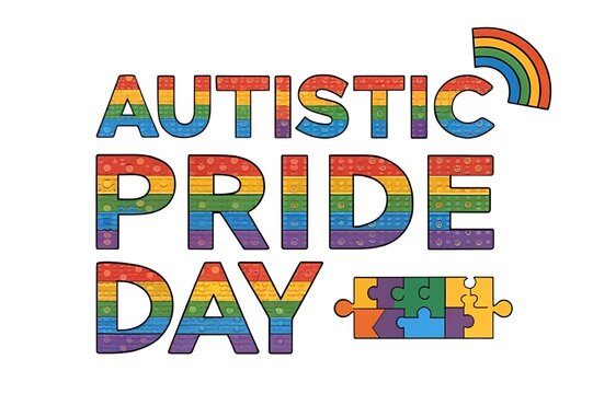 Autistic pride day rainbow puzzle pieces design