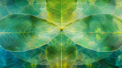 Abstract green leaf pattern symmetrical design for nature-inspired backgrounds