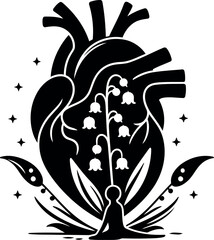 Naklejka premium Heartfelt soul and love representation surrounded by gentle Lily of the Valley petals
