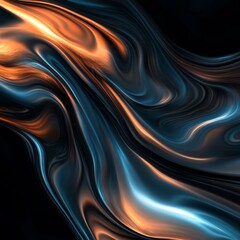 Obraz premium Abstract Flow of Luminous Waves in Blue and Orange