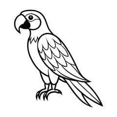 Obraz premium Colorful macaw parrot perched calmly Line Art Vector illustration