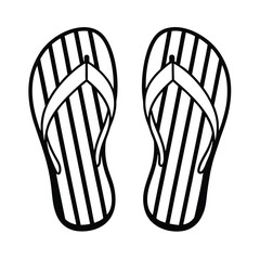 Flip flops with cheerful striped patterns Line Art Vector illustration