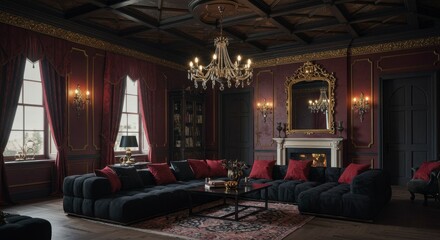 Luxurious dark gothic interior