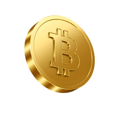 3D Vector Bitcoin Coin, Isolated on White or Transparent Background