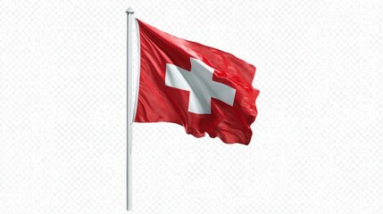 National flag isolated on flagpole with transparent background