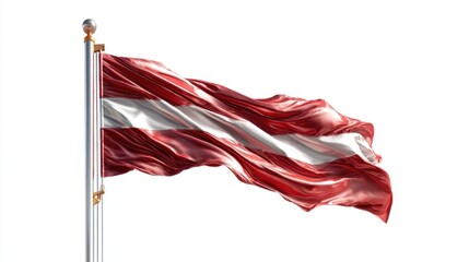 National flag isolated on flagpole with transparent background