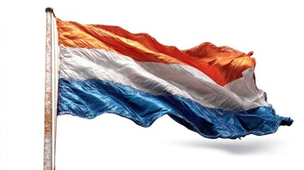 National flag isolated on flagpole with transparent background