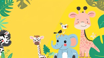 Obraz premium Charm Your Audience with Adorable Cartoon Cute Animal Theme Background Pictures: Delightful Imagery for Every Project