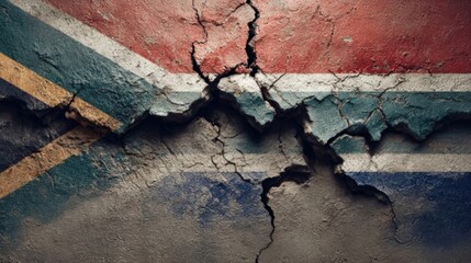 National flag on cracked concrete wall representing strength and resilience