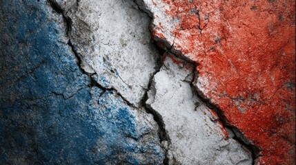 National flag on cracked concrete wall representing strength and resilience