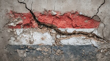 National flag on cracked concrete wall representing strength and resilience