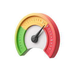 3D Icon of Credit Score Gauge with Green and Yellow Indicators