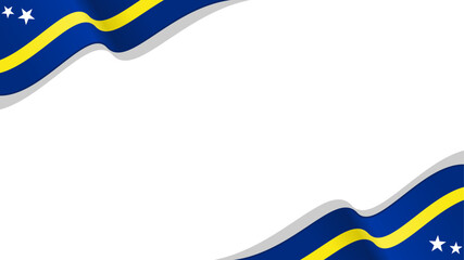 waving curacao flag frame background with copy space for text. curacao national day