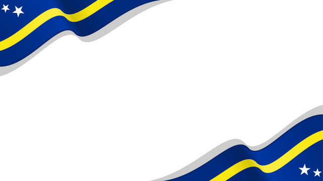 waving curacao flag frame background with copy space for text. curacao national day