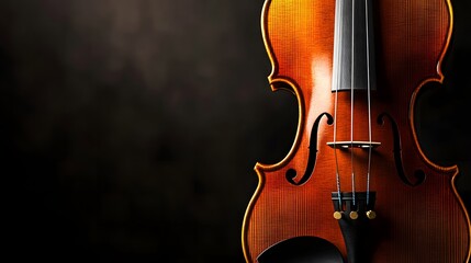 Fototapeta premium Elegantly Crafted Violin on Dark Background with Subtle Lighting