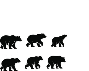 Stylish Bear Silhouette Illustrations: Black and White Vector Designs for Creative Projects