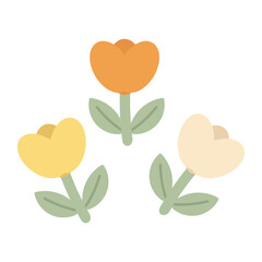 Set of cute hand-drawn flowers in pastel colors