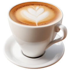 Obraz premium Close-up of a latte with heart-shaped foam art in a white cup
