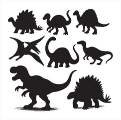 set of dinosaurs silhouettes