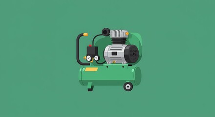Fototapeta premium Green Air Compressor Illustration