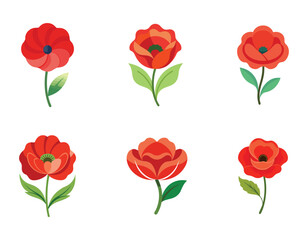 a poppy flower icon with a delicate wavy petal