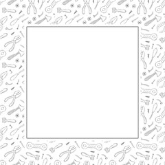 construction frame. doodle construction tool square frame. hand drawn construction frame background. construction tool background