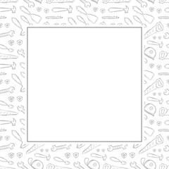 construction frame. doodle construction tool square frame. hand drawn construction frame background. construction tool background