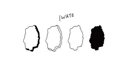 シンプルな立体の岩手県の地図の手書きベクターイラスト