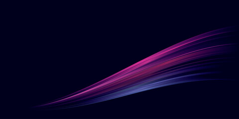 Abstract pink and blue dynamic speed lines on dark blue background graphic illustration have blank space.
