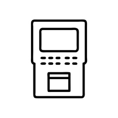 Minimalist Black Line ATM Machine Icon &ndash; Simple Bank Cash Withdrawal Interface Symbol for Finance and Banking Apps or Websites