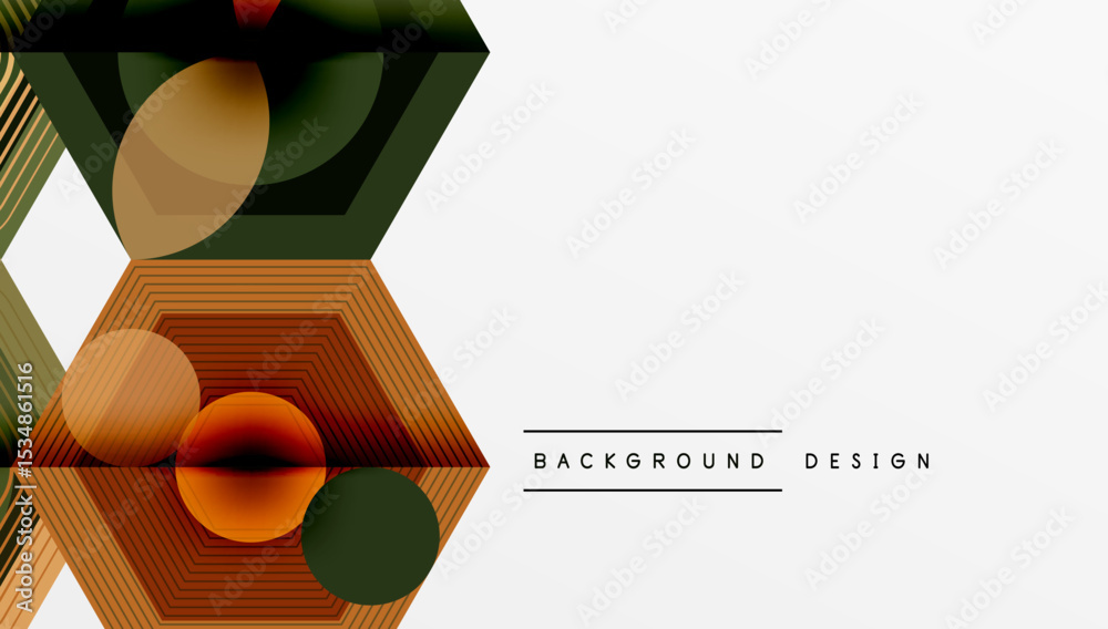 Poster abstract geometric pattern. hexagons, circles, lines create modern design. warm, cool colors contras