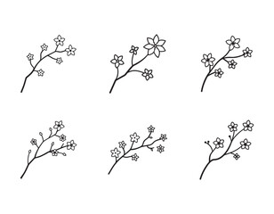 a cherry blossom branch icon with small flowers bl