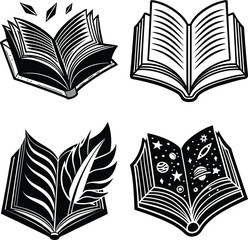 Set of realistic yellow books isolated on white background. Vector illustration
