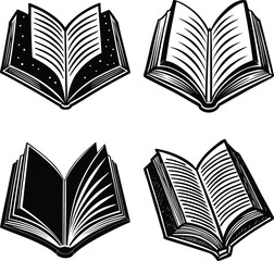 Set of realistic yellow books isolated on white background. Vector illustration
