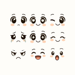 Cute Face Expressions Kawaii Design