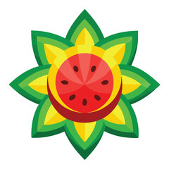 a watermelon flower icon with bright yellow petals