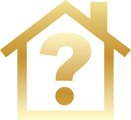 Gold Home with Question Icon Design