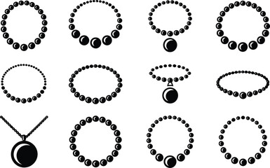 Elegant collection of black bead necklace designs suitable for jewelry and fashion concepts