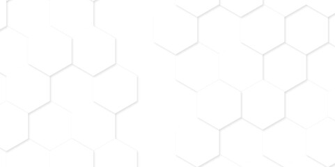 Fototapeta premium Minimal white hexagonal hexagon modern technology creative emboss light honeycomb polygonal web. abstract geometric science and mosaic tile with template texture background. 