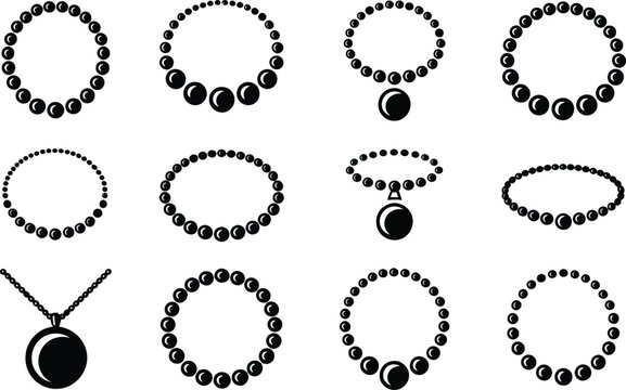 Elegant collection of black bead necklace designs suitable for jewelry and fashion concepts