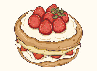 cake with strawberries pancake