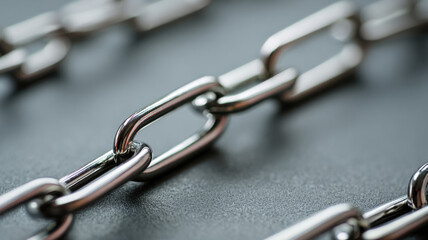 Fototapeta premium Close-up shot of a silver metal chain with links, highlighting its texture and pattern